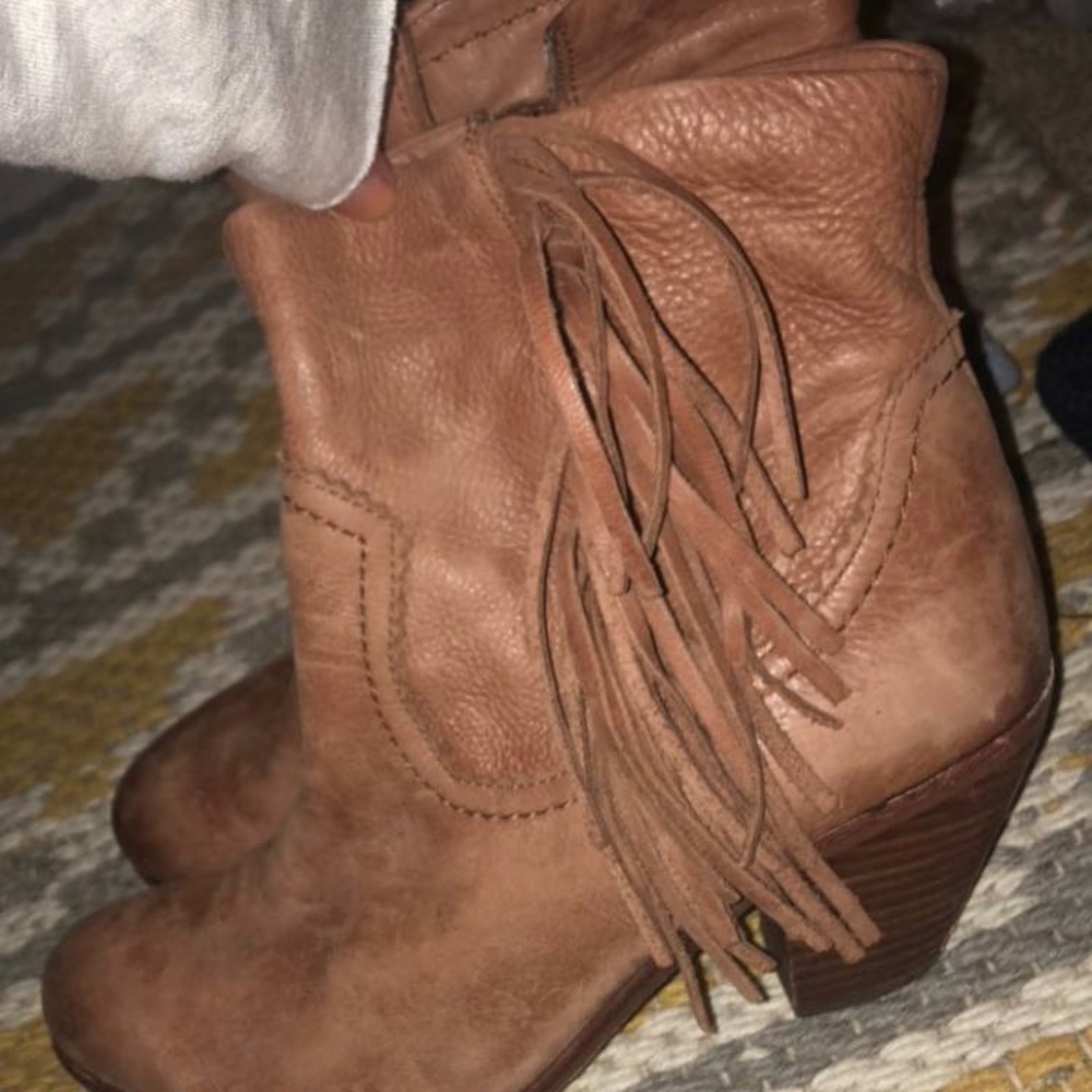 Sam Edelman Brown Fringe Booties size 8.5